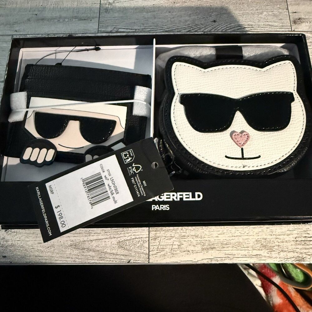 KARL LAGERFELD PARIS Shoulder Bag & Card Case 2 Piece Gift Set In Box New In Box